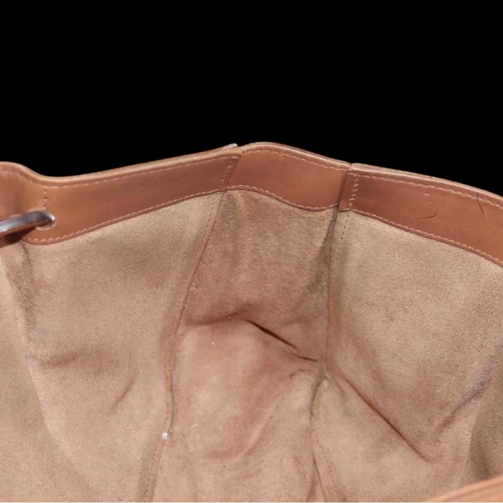 AUTHENTIC GUCCI VINTAGE CARMEL/TAN TOTE BAG W/POUCH-ADDED CHAINS-MADE IN ITALY - Picture 7 of 14